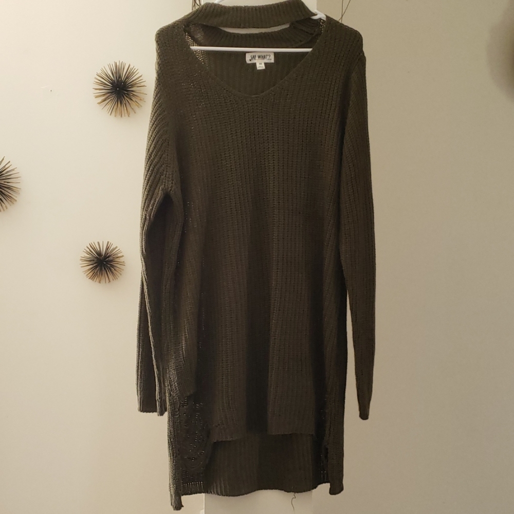 OLive Green V-Neck Sweater with neck Band